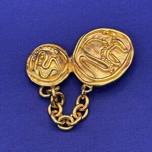 VTG Norma Jean Abstract Modernist Matte Gold-Tone Brooch